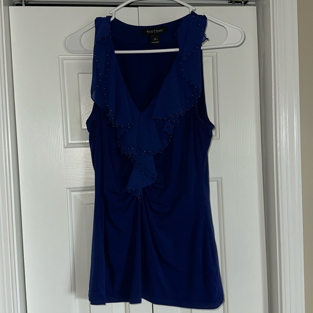 Blue White House Black Market blouse